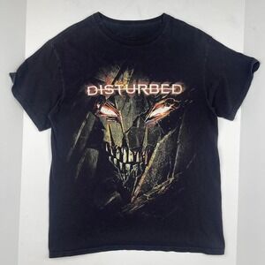 VTG‎ Y2K Disturbed Band Tee in Black  00s Nu Metal Grunge Men's Size Medium
